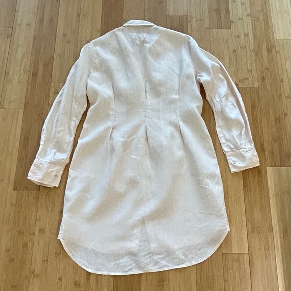 CLAUDIO MILANO Summer Linen Fitted Button Down Shirt Dress Light Peach Size M/L - Picture 4 of 12
